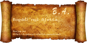 Bogdányi Aletta névjegykártya